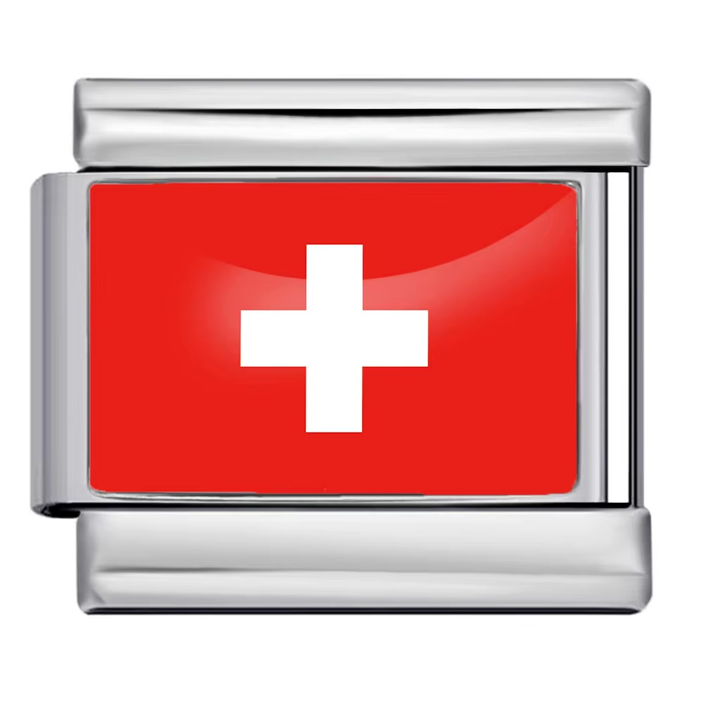 Hot-selling new world flag photo epoxy series titanium steel DIY Italian modular bracelet accessories wholesale