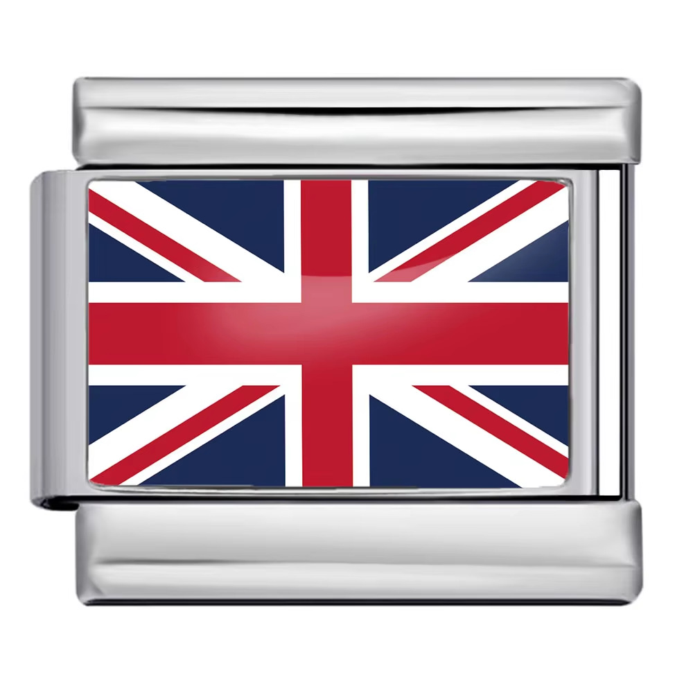 Hot-selling new world flag photo epoxy series titanium steel DIY Italian modular bracelet accessories wholesale