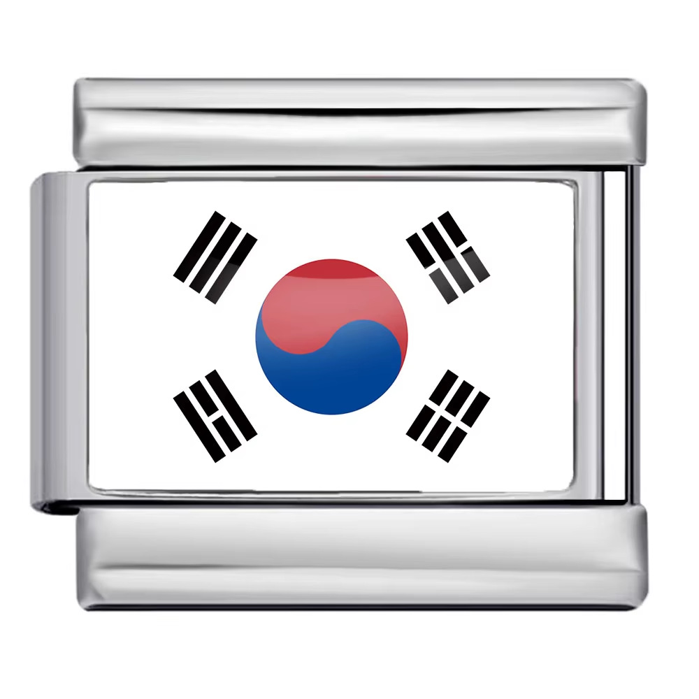 Hot-selling new world flag photo epoxy series titanium steel DIY Italian modular bracelet accessories wholesale