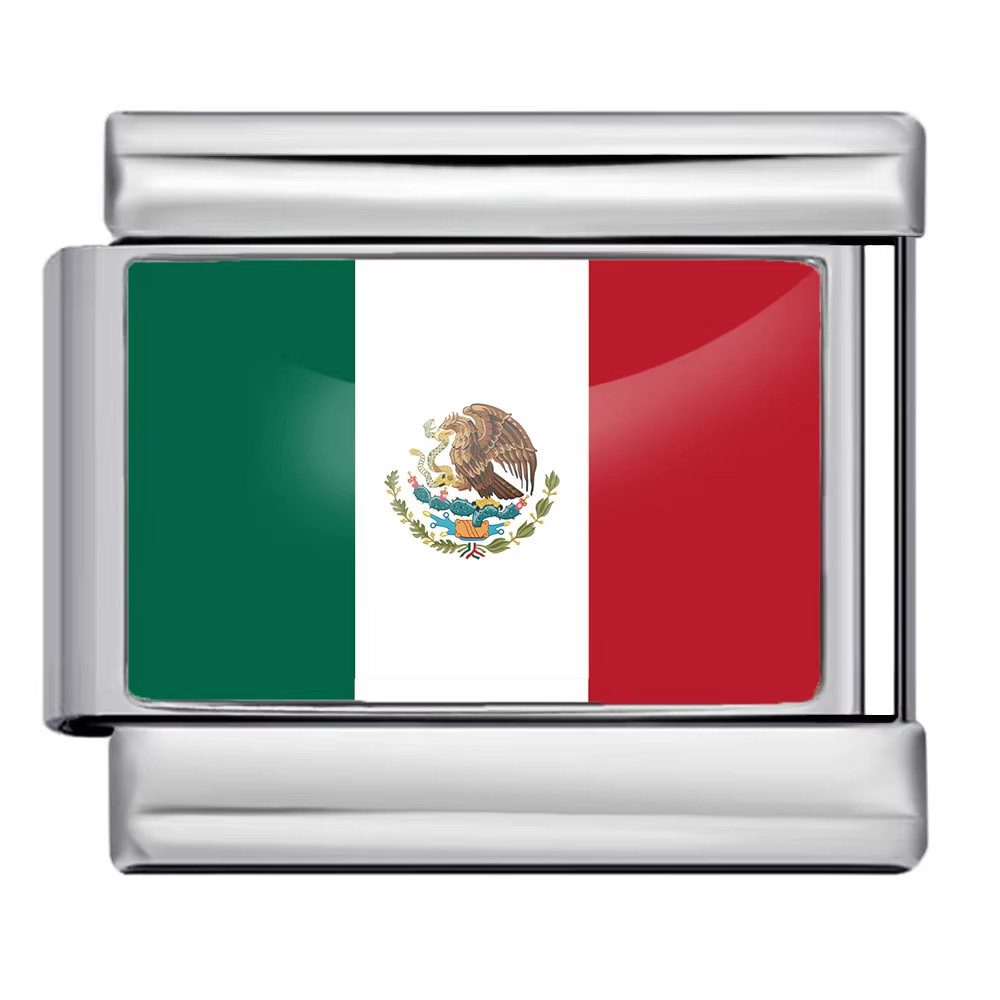 Hot-selling new world flag photo epoxy series titanium steel DIY Italian modular bracelet accessories wholesale