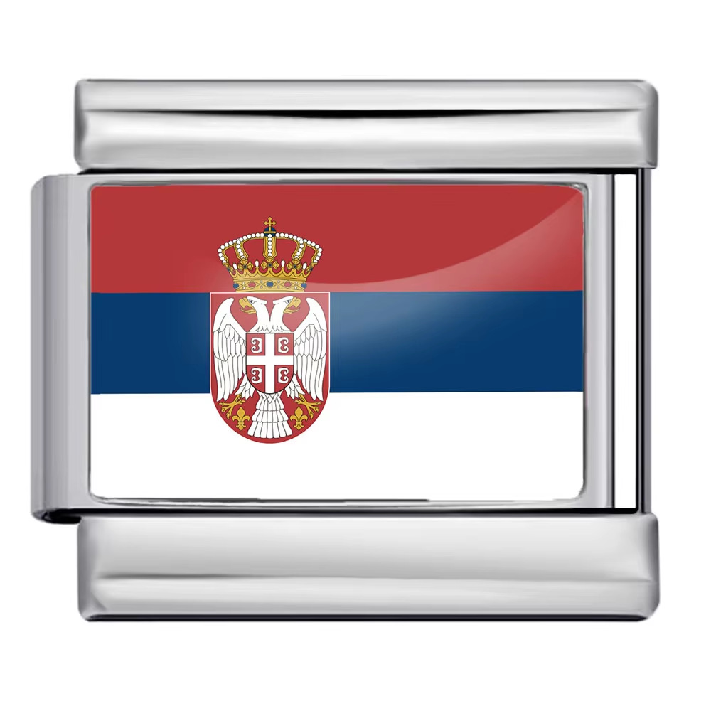 Hot-selling new world flag photo epoxy series titanium steel DIY Italian modular bracelet accessories wholesale