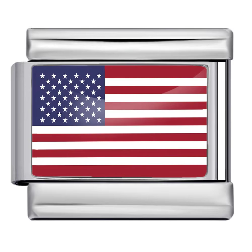 Hot-selling new world flag photo epoxy series titanium steel DIY Italian modular bracelet accessories wholesale