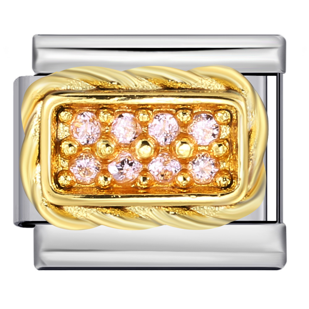 Colored zircon Italian modular bracelet, titanium steel welding, DIY elastic splicing assembly bracelet accessories wholesale.