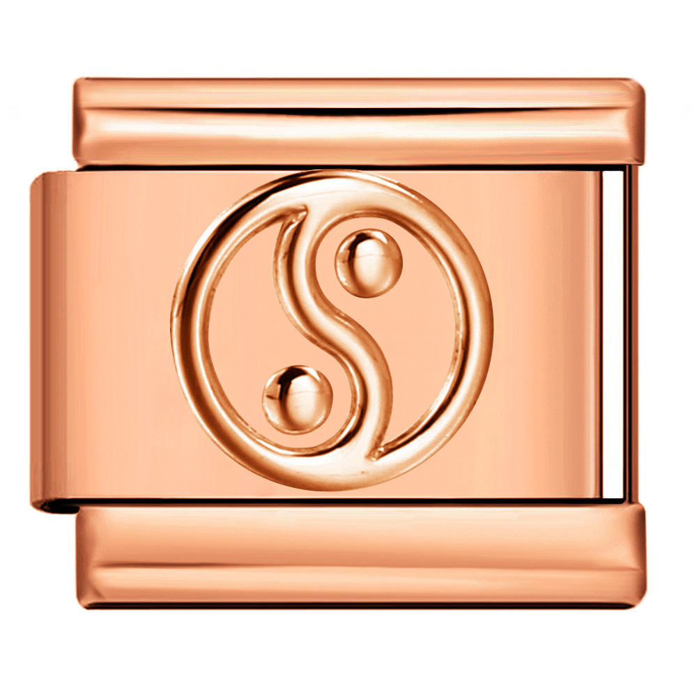DIY Italian Modular Charm Bracelet with Rose Gold Titanium Steel Stamped Pattern