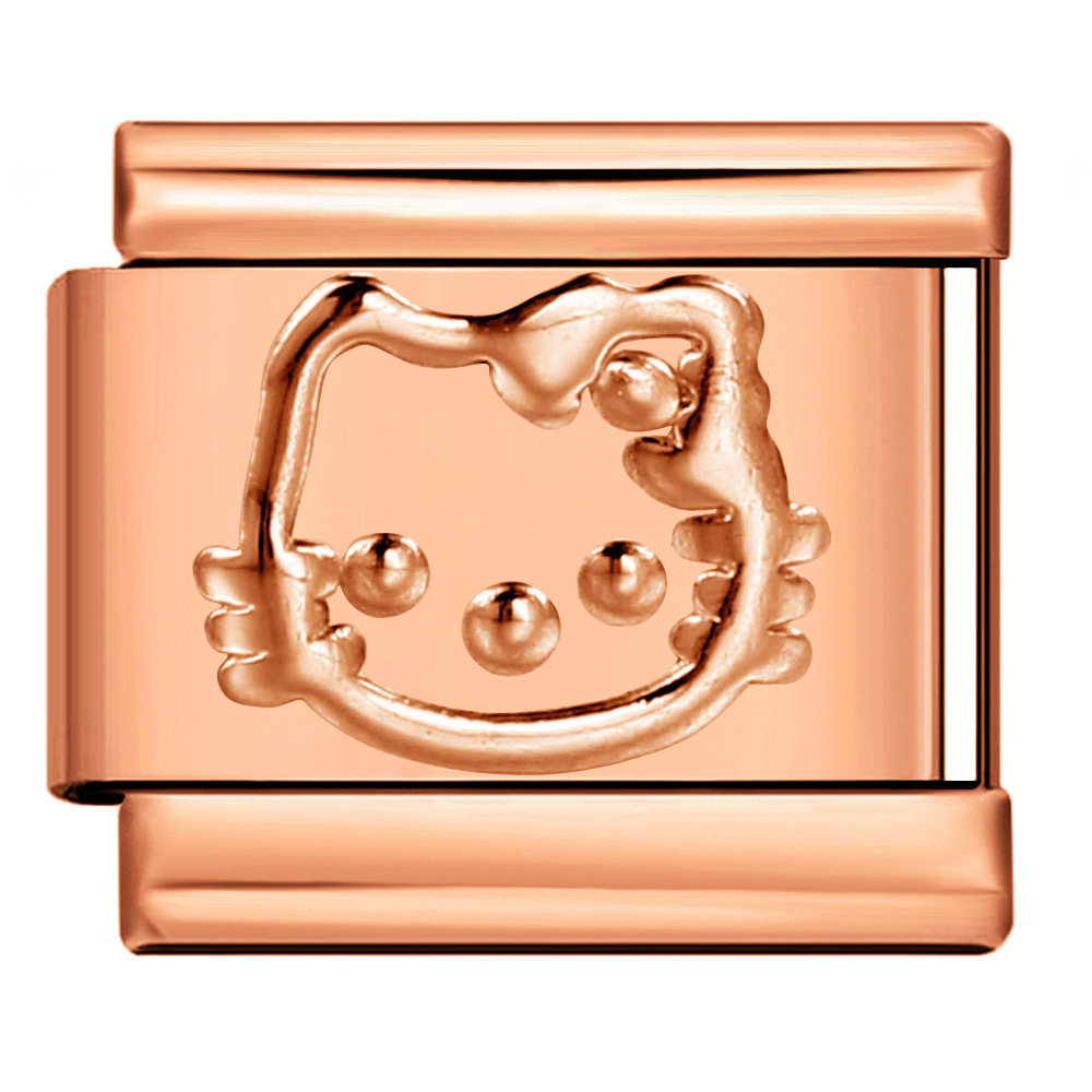 DIY Italian Modular Charm Bracelet with Rose Gold Titanium Steel Stamped Pattern