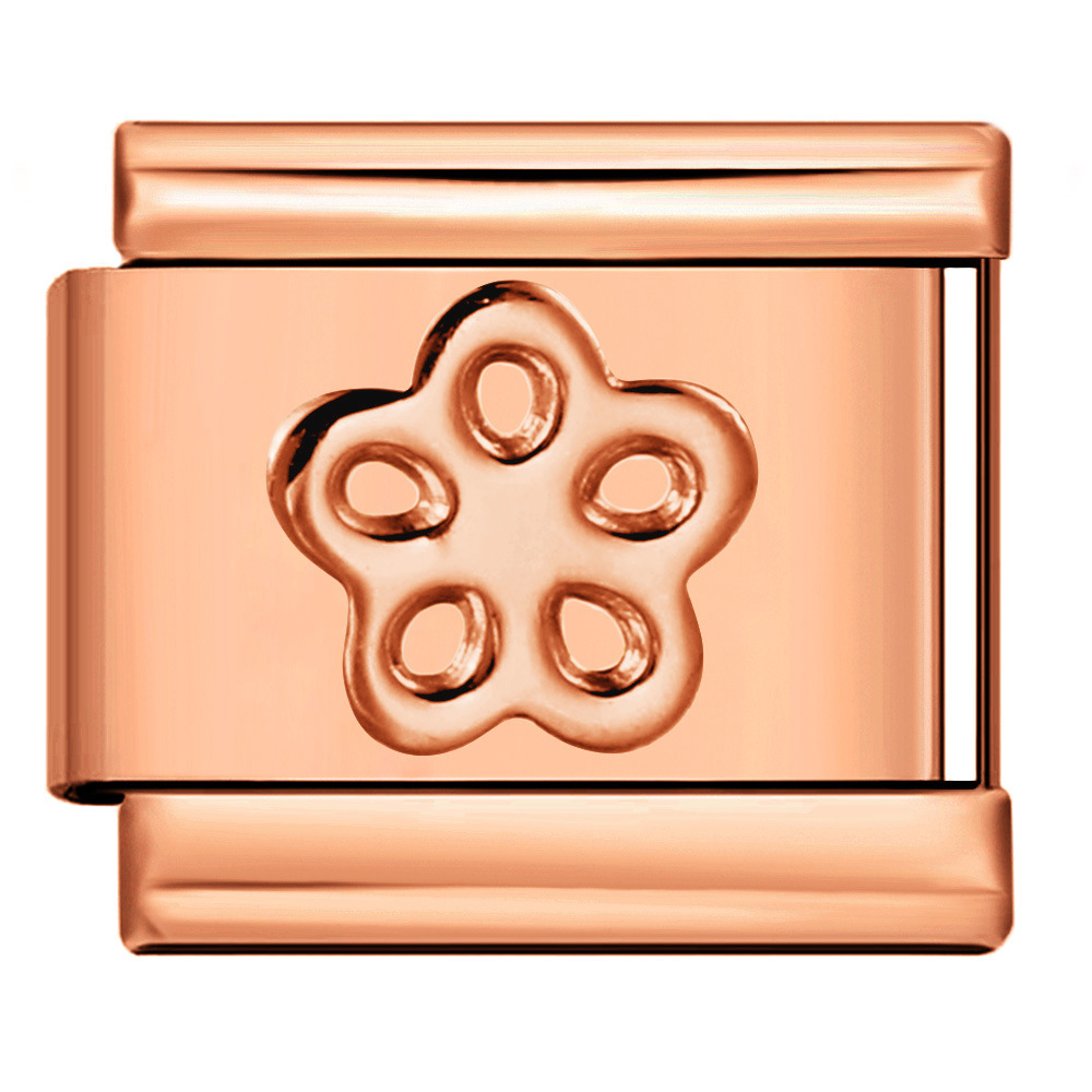 DIY Italian Modular Charm Bracelet with Rose Gold Titanium Steel Stamped Pattern