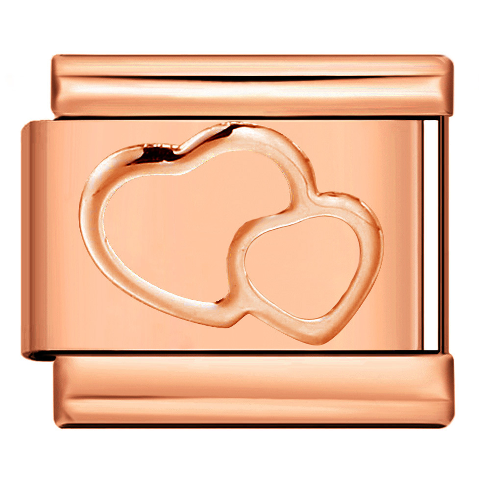DIY Italian Modular Charm Bracelet with Rose Gold Titanium Steel Stamped Pattern