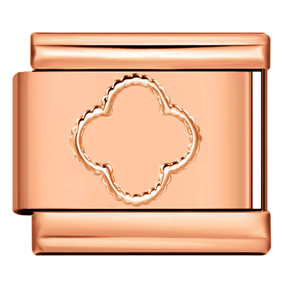 DIY Italian Modular Charm Bracelet with Rose Gold Titanium Steel Stamped Pattern