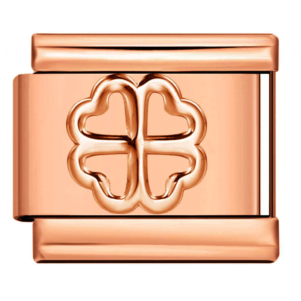 DIY Italian Modular Charm Bracelet with Rose Gold Titanium Steel Stamped Pattern