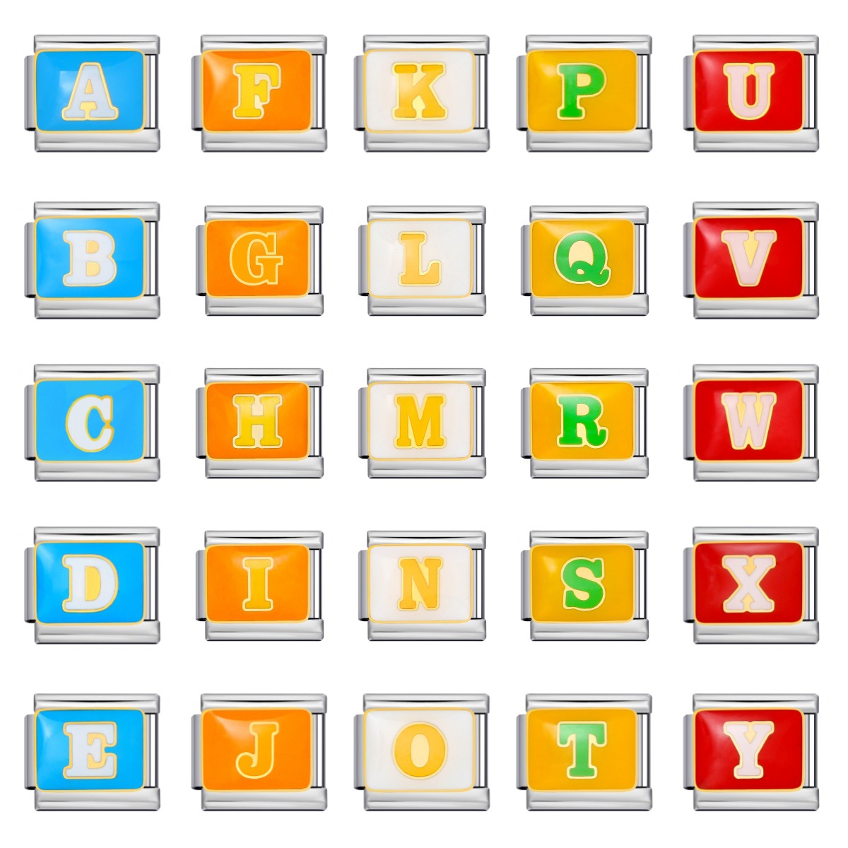 New colorful drip letter Italian modular bracelet, titanium steel welded DIY elastic splicing fashion bracelet