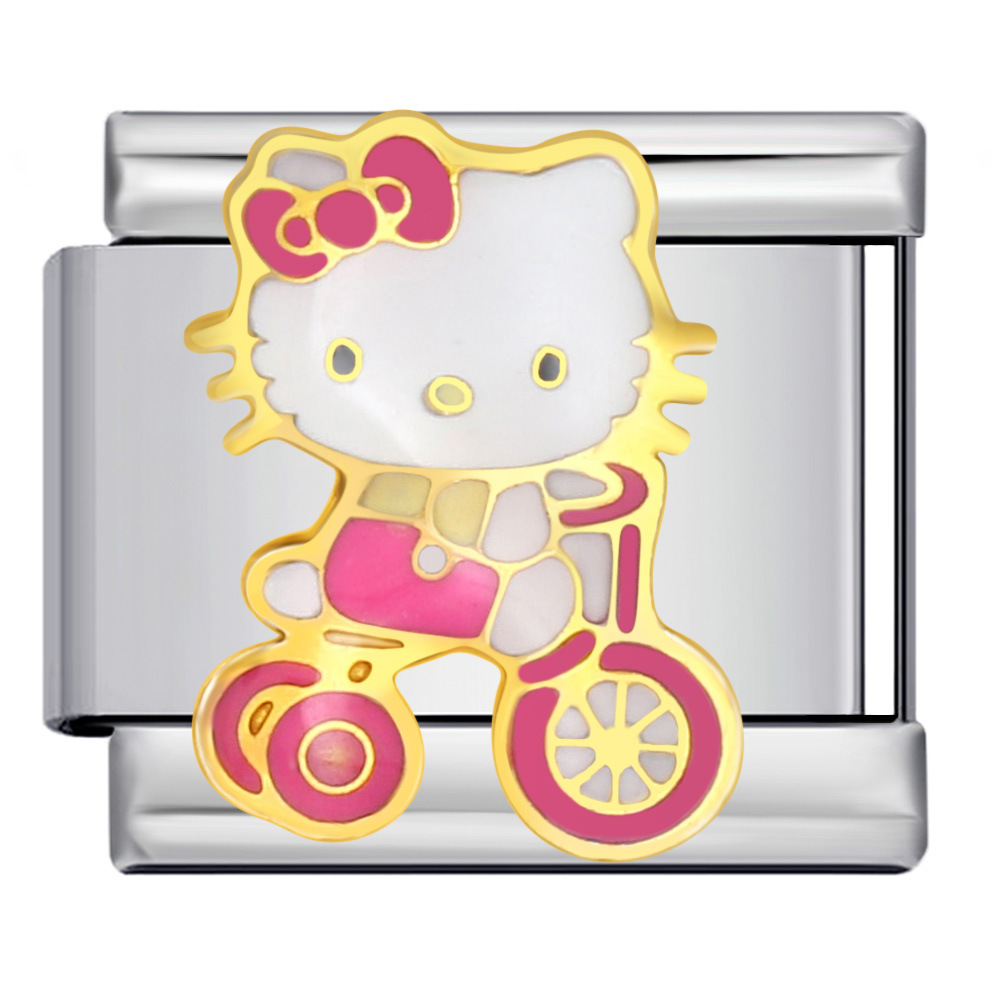 Cute Cartoon Cat Series Titanium Steel Welded Oil-Drip Bracelet, DIY Italian Modular Bracelet, Best Friend Gift