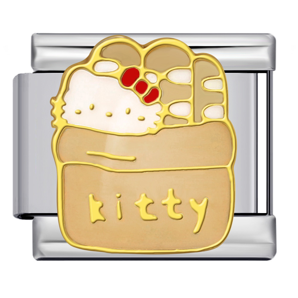 Cute Cartoon Cat Series Titanium Steel Welded Oil-Drip Bracelet, DIY Italian Modular Bracelet, Best Friend Gift