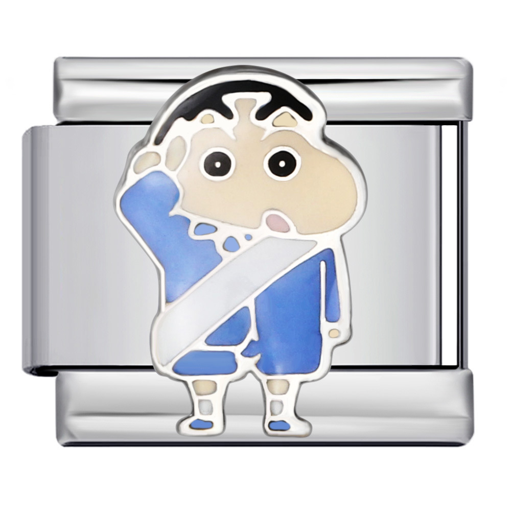 New Cartoon Character Italian Modular Bracelet, Stainless Steel Welded Cartoon Pattern DIY Elastic Patchwork Bangle