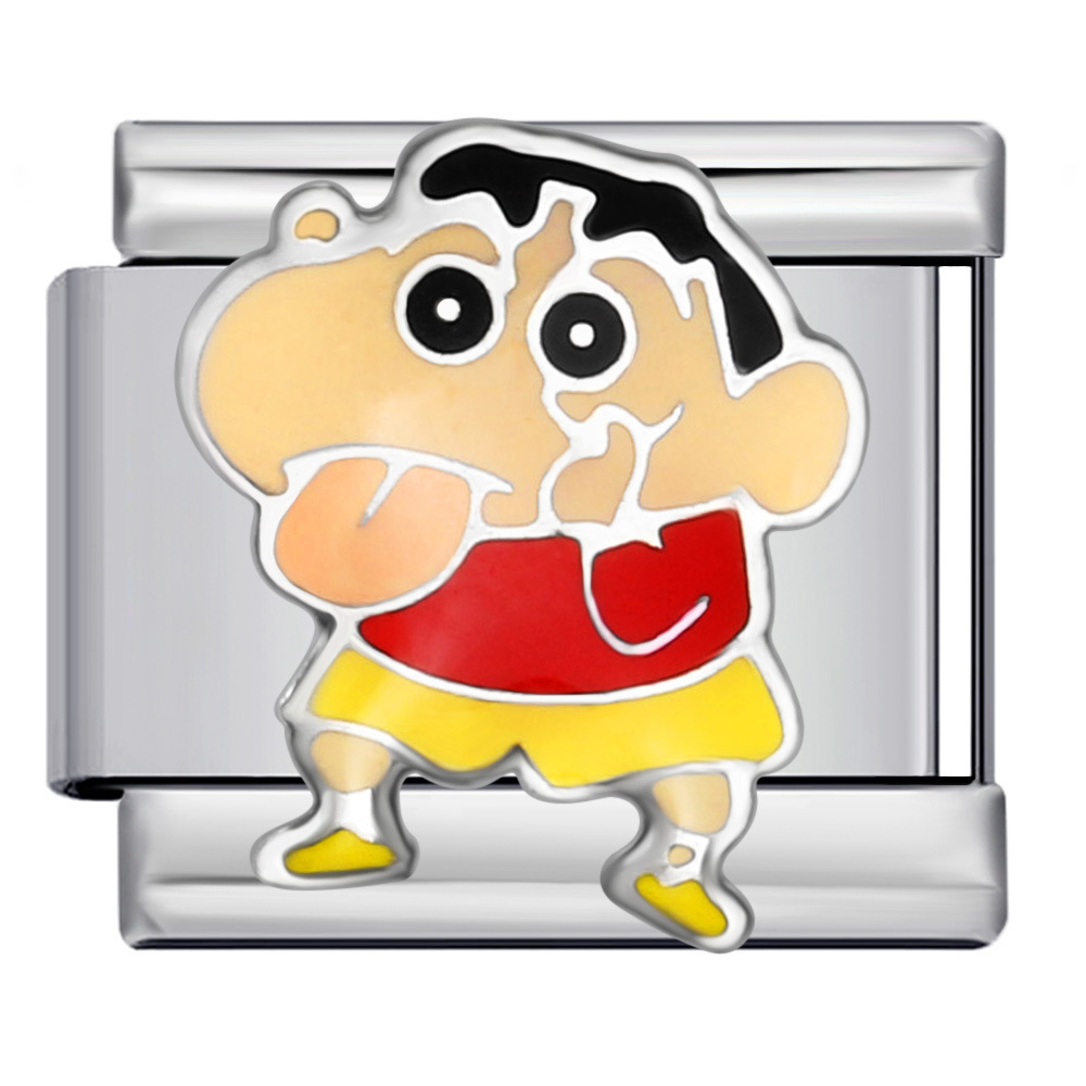New Cartoon Character Italian Modular Bracelet, Stainless Steel Welded Cartoon Pattern DIY Elastic Patchwork Bangle