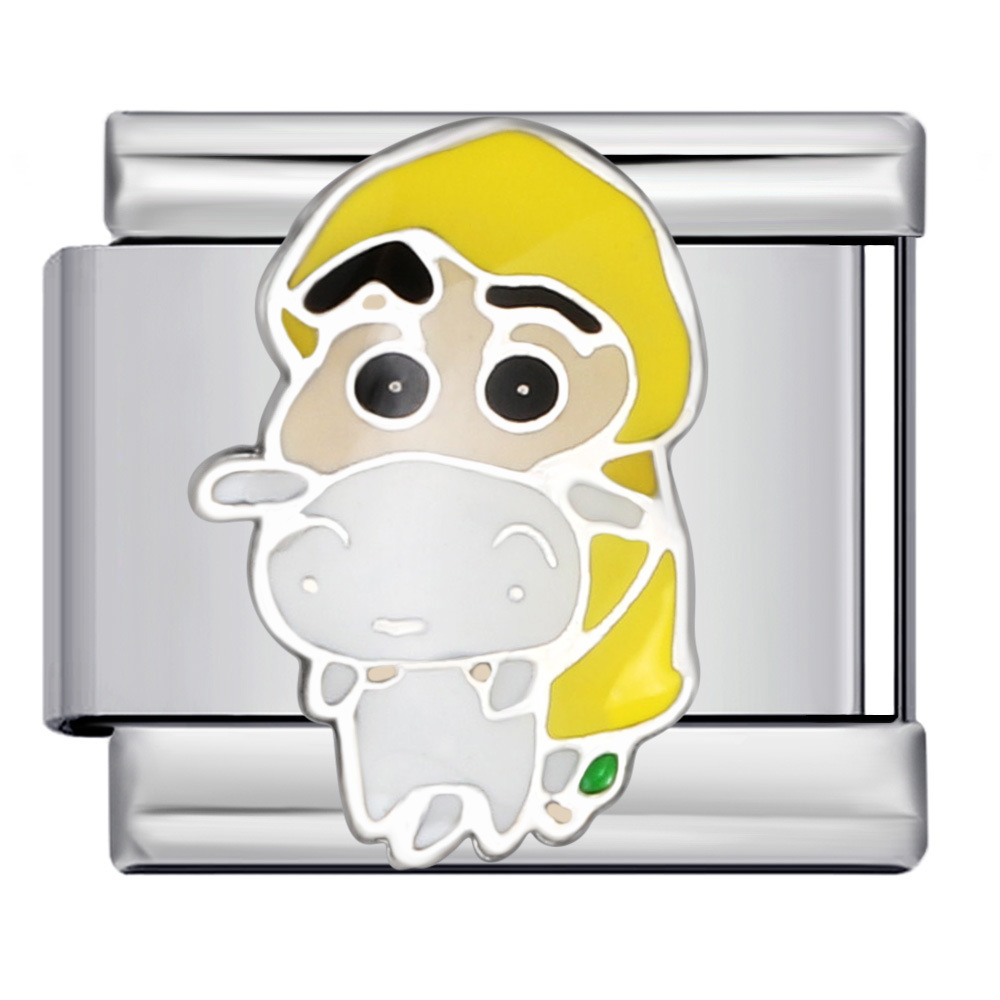 New Cartoon Character Italian Modular Bracelet, Stainless Steel Welded Cartoon Pattern DIY Elastic Patchwork Bangle