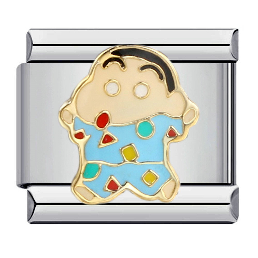 New Cartoon Character Italian Modular Bracelet, Stainless Steel Welded Cartoon Pattern DIY Elastic Patchwork Bangle