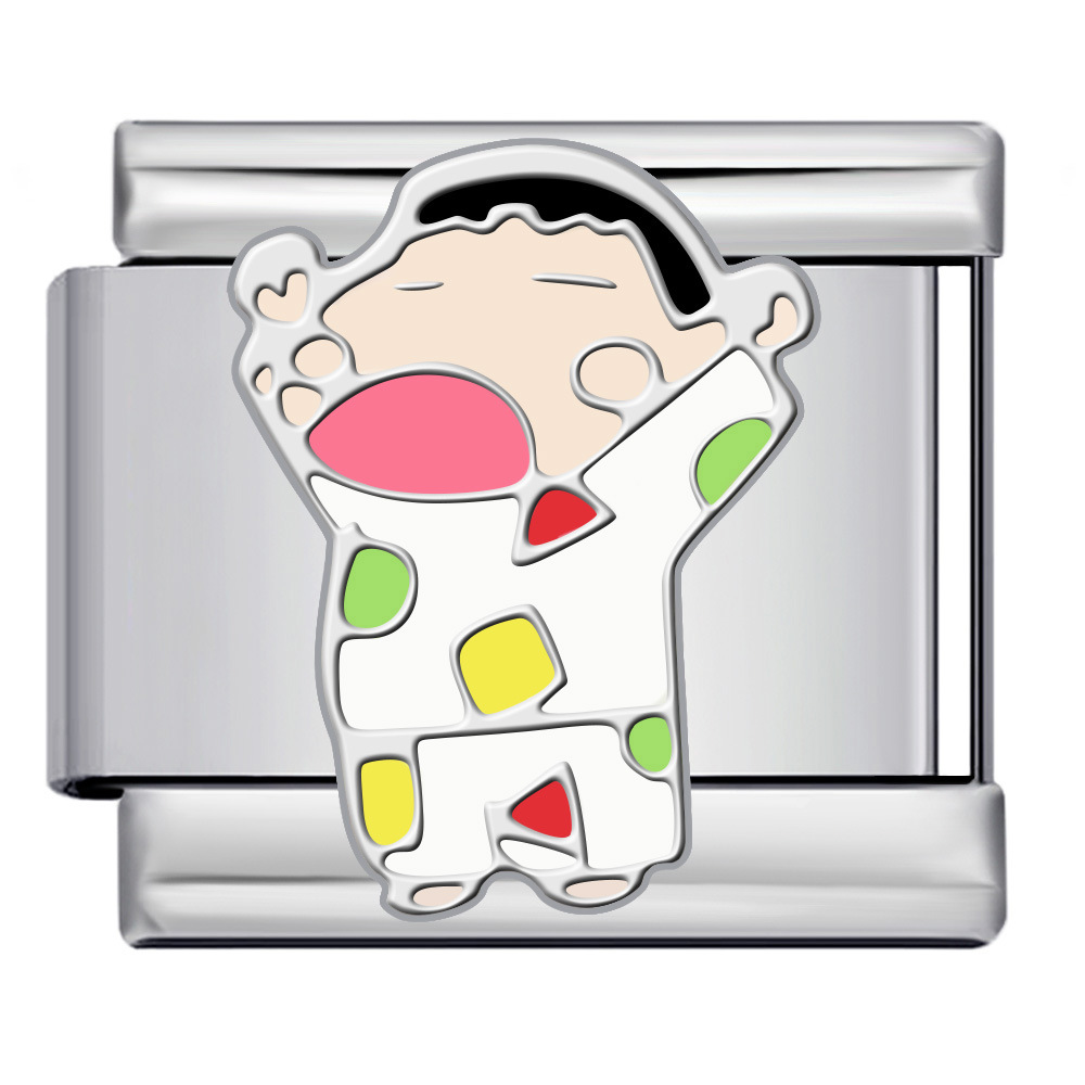 New Cartoon Character Italian Modular Bracelet, Stainless Steel Welded Cartoon Pattern DIY Elastic Patchwork Bangle