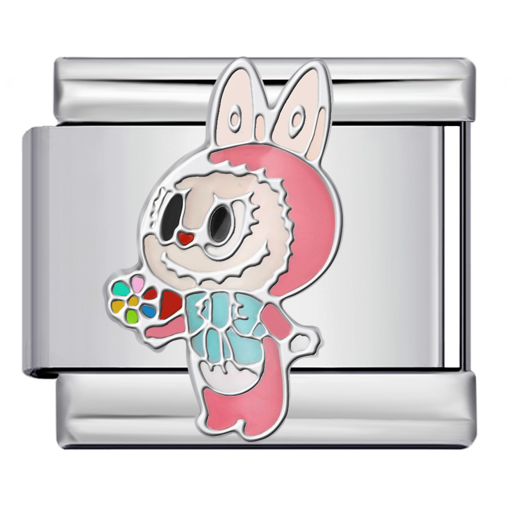 Cartoon character Italian modular bracelet stainless steel welded pattern DIY elastic splicing versatile bangle
