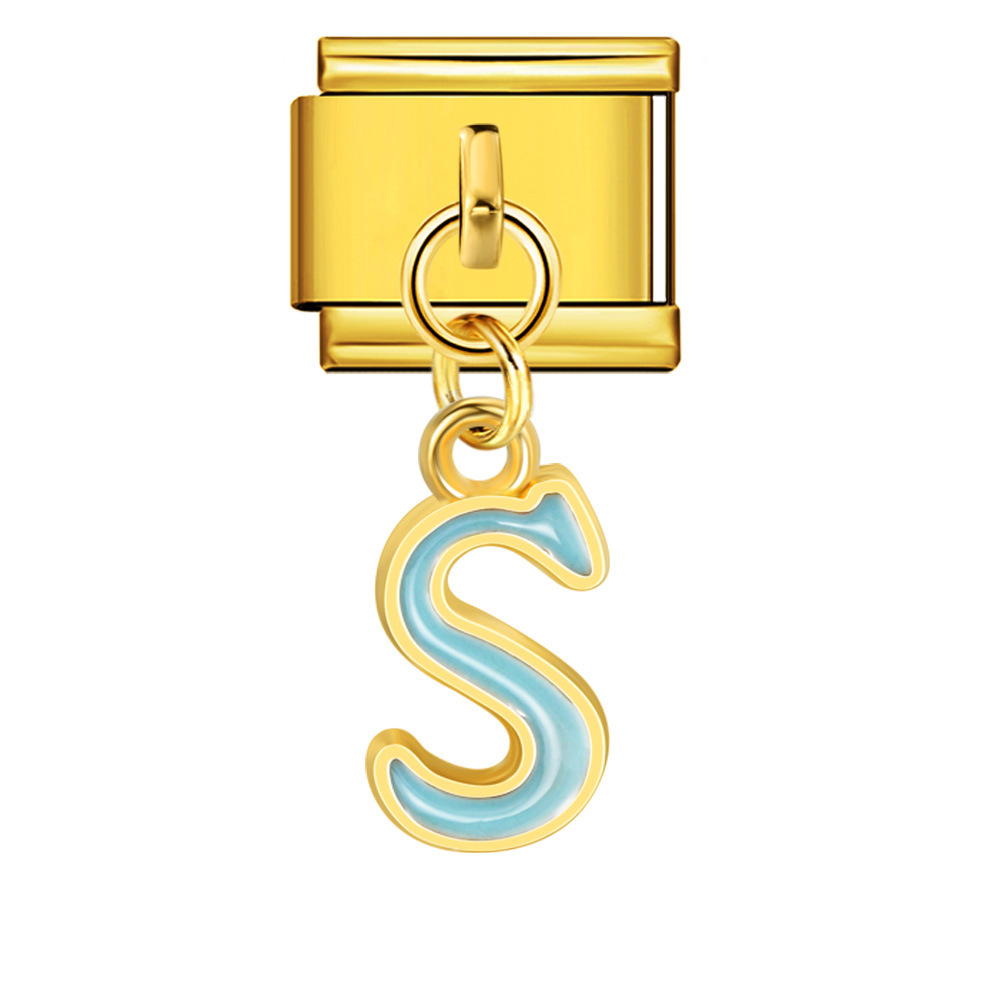 Gold-based, colorful drip-print letter Italian modular bracelet with titanium steel welded hook, fashionable and simple bracelet accessory.