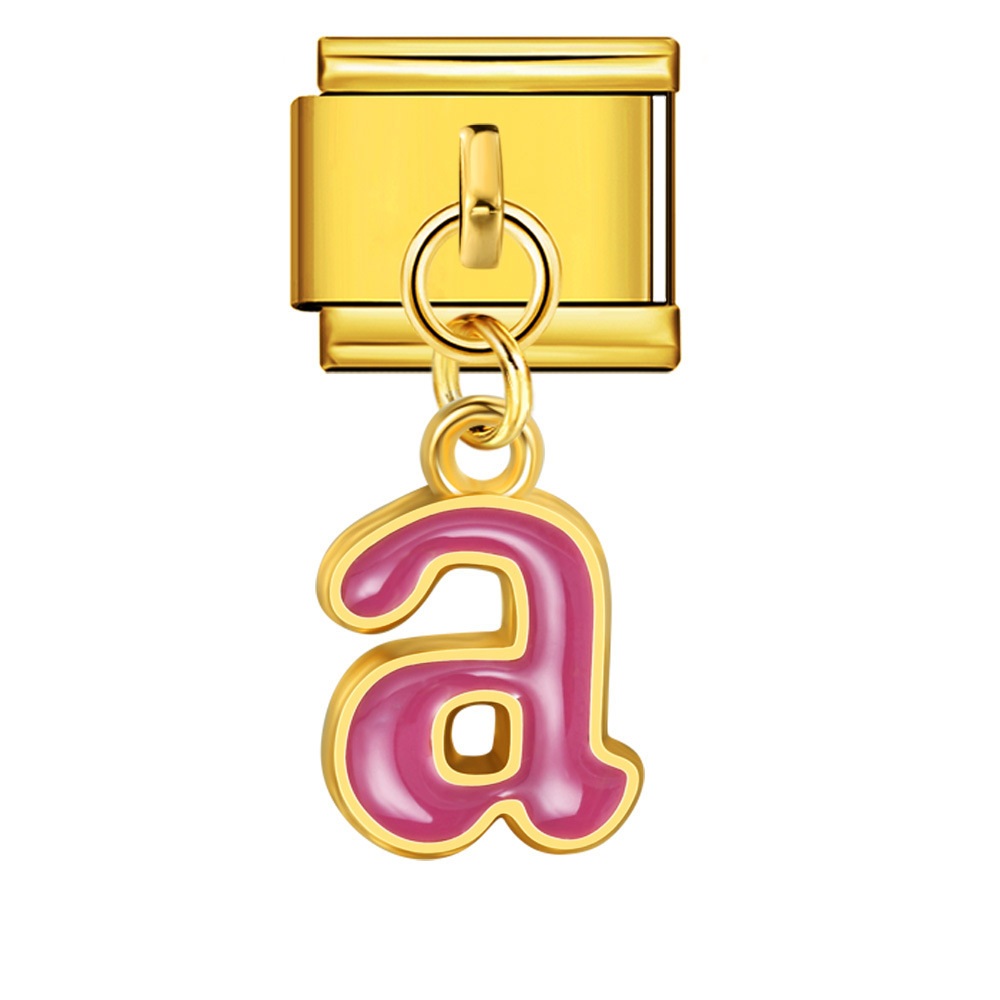 Gold-based, colorful drip-print letter Italian modular bracelet with titanium steel welded hook, fashionable and simple bracelet accessory.