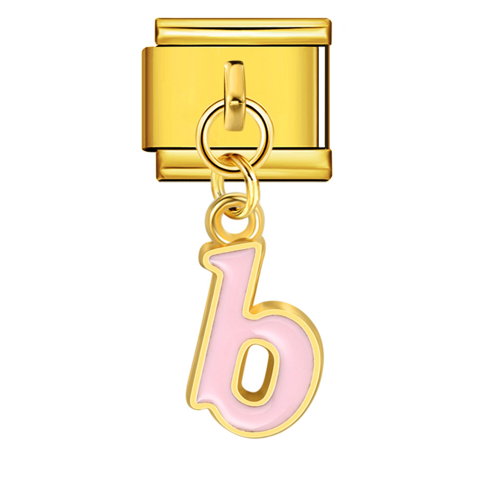 Gold-based, colorful drip-print letter Italian modular bracelet with titanium steel welded hook, fashionable and simple bracelet accessory.