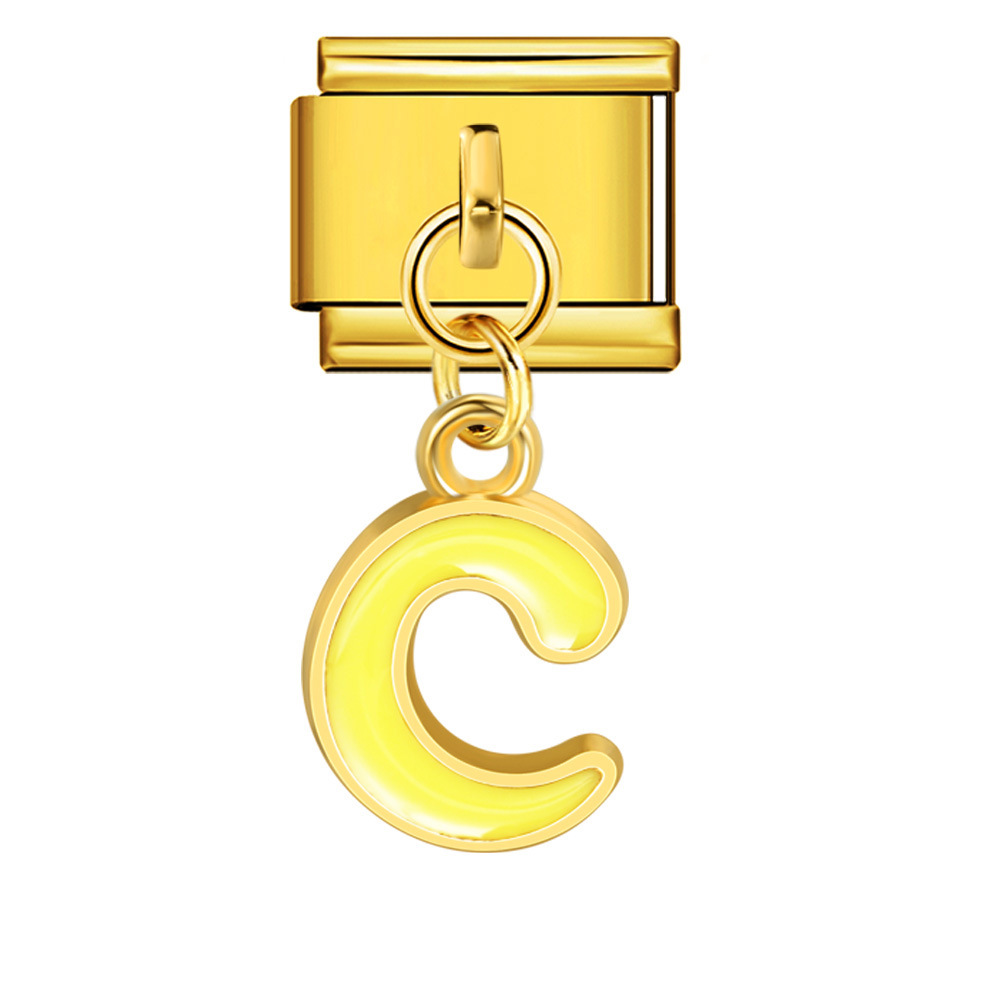 Gold-based, colorful drip-print letter Italian modular bracelet with titanium steel welded hook, fashionable and simple bracelet accessory.