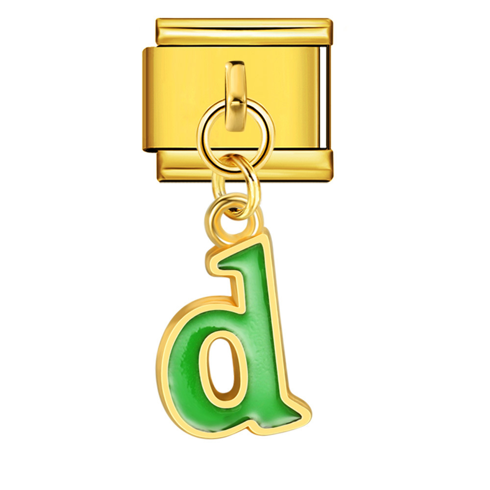 Gold-based, colorful drip-print letter Italian modular bracelet with titanium steel welded hook, fashionable and simple bracelet accessory.