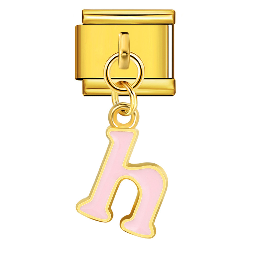 Gold-based, colorful drip-print letter Italian modular bracelet with titanium steel welded hook, fashionable and simple bracelet accessory.