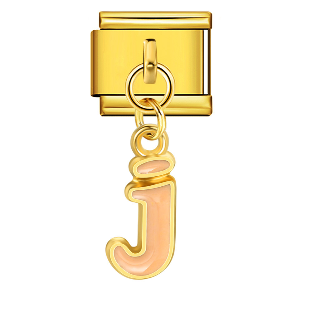 Gold-based, colorful drip-print letter Italian modular bracelet with titanium steel welded hook, fashionable and simple bracelet accessory.