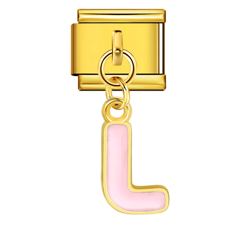Gold-based, colorful drip-print letter Italian modular bracelet with titanium steel welded hook, fashionable and simple bracelet accessory.
