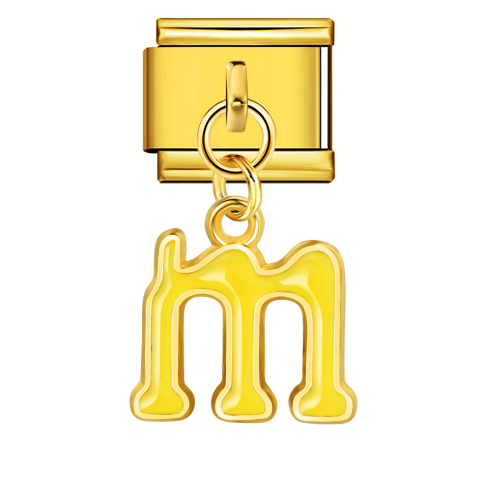 Gold-based, colorful drip-print letter Italian modular bracelet with titanium steel welded hook, fashionable and simple bracelet accessory.