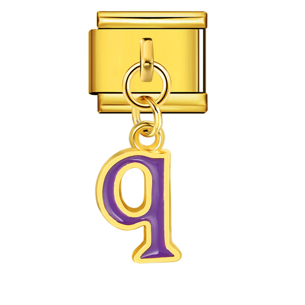 Gold-based, colorful drip-print letter Italian modular bracelet with titanium steel welded hook, fashionable and simple bracelet accessory.