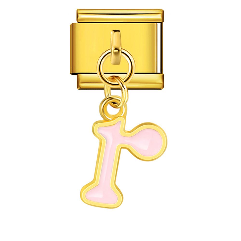 Gold-based, colorful drip-print letter Italian modular bracelet with titanium steel welded hook, fashionable and simple bracelet accessory.