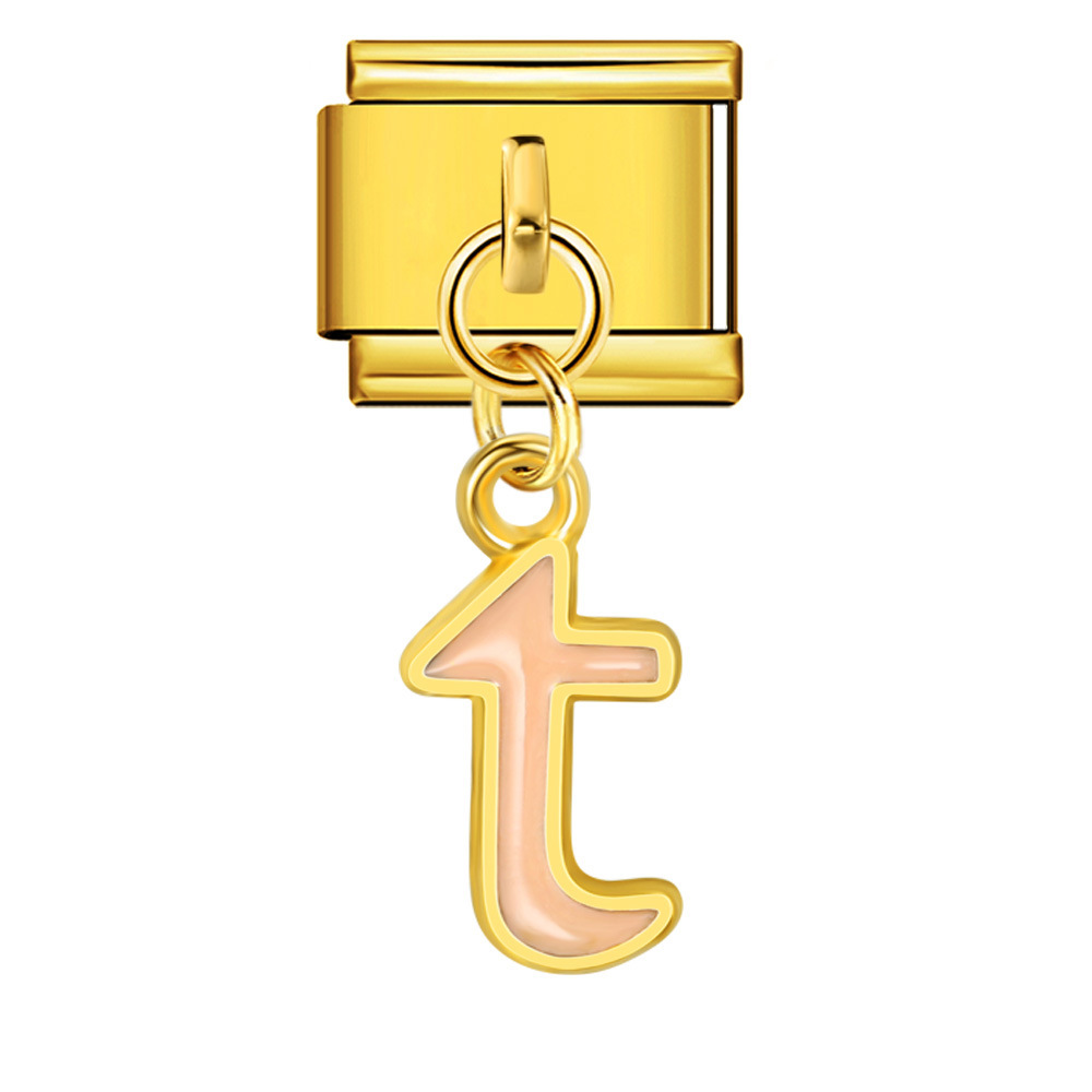 Gold-based, colorful drip-print letter Italian modular bracelet with titanium steel welded hook, fashionable and simple bracelet accessory.