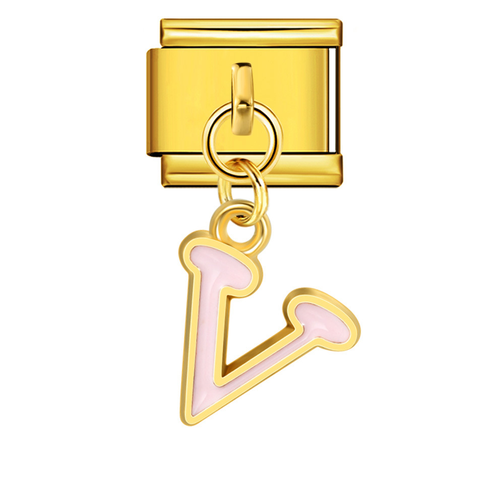 Gold-based, colorful drip-print letter Italian modular bracelet with titanium steel welded hook, fashionable and simple bracelet accessory.
