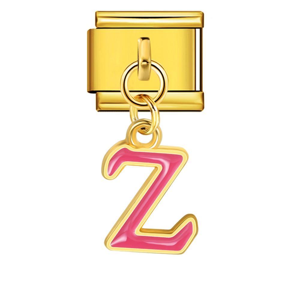 Gold-based, colorful drip-print letter Italian modular bracelet with titanium steel welded hook, fashionable and simple bracelet accessory.