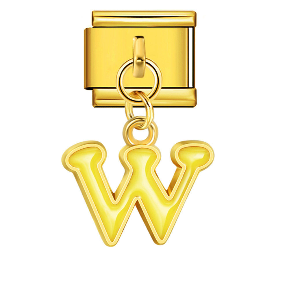 Gold-based, colorful drip-print letter Italian modular bracelet with titanium steel welded hook, fashionable and simple bracelet accessory.