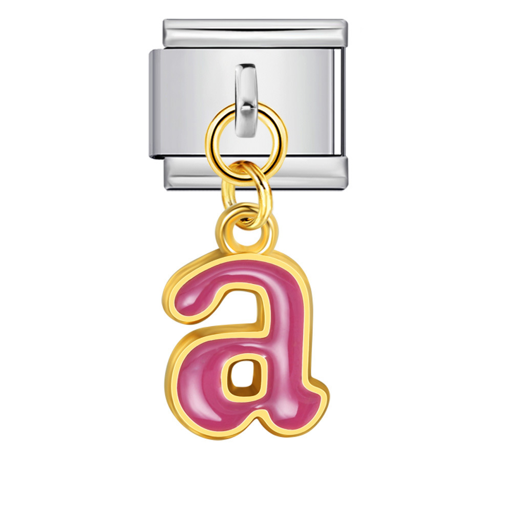 Silver base with colorful dripping lettering, Italian modular bracelet, titanium steel welded hook, fashionable and simple bracelet accessory.