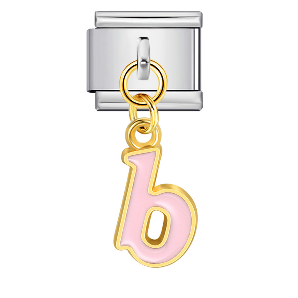 Silver base with colorful dripping lettering, Italian modular bracelet, titanium steel welded hook, fashionable and simple bracelet accessory.