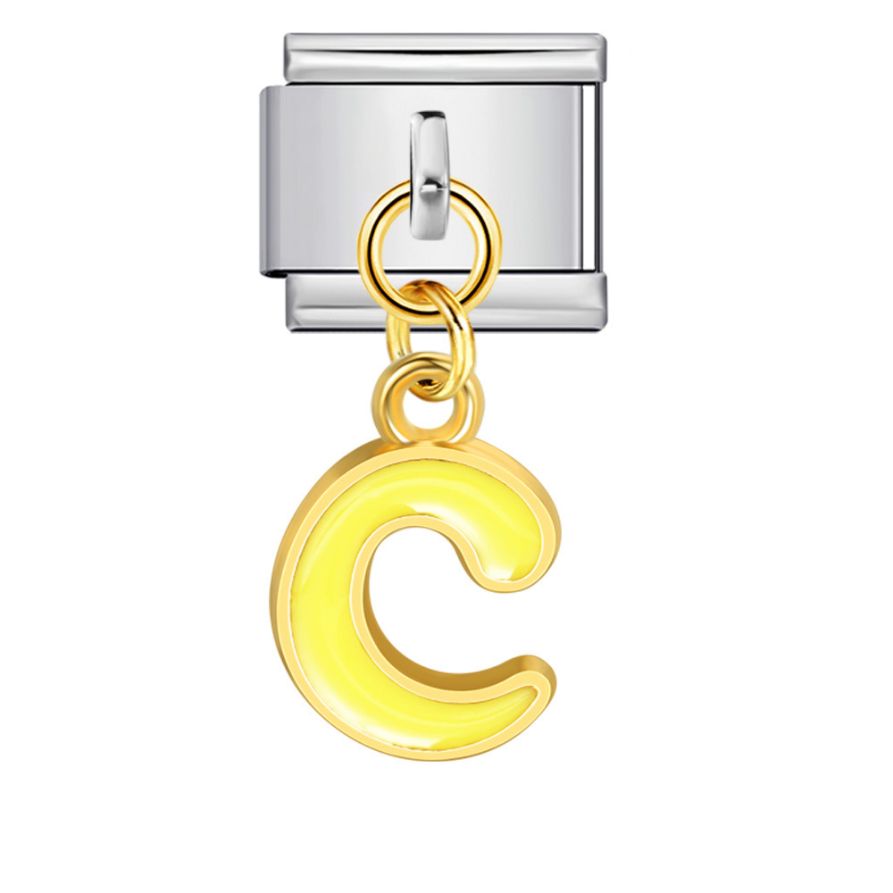 Silver base with colorful dripping lettering, Italian modular bracelet, titanium steel welded hook, fashionable and simple bracelet accessory.