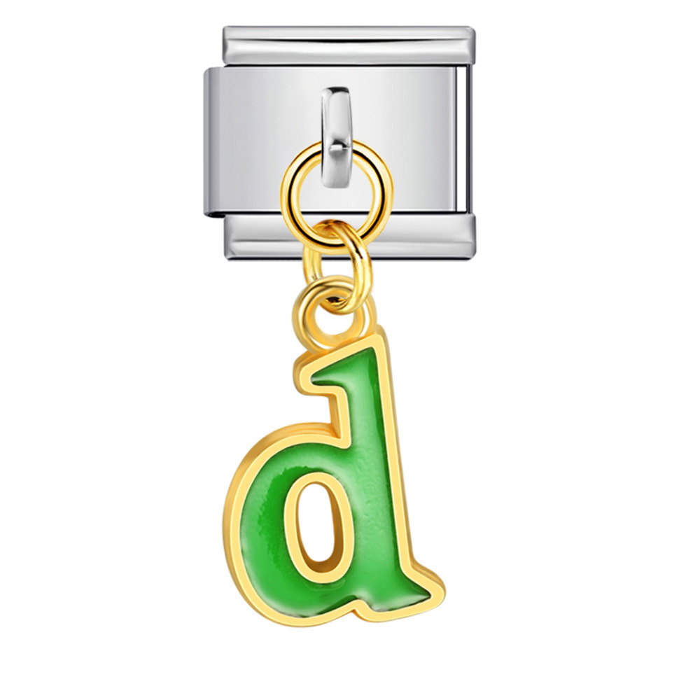 Silver base with colorful dripping lettering, Italian modular bracelet, titanium steel welded hook, fashionable and simple bracelet accessory.