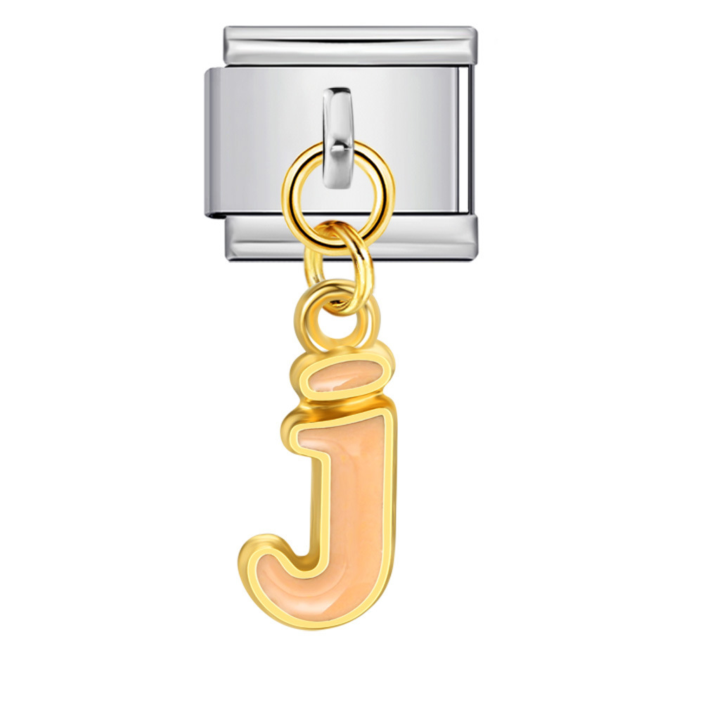 Silver base with colorful dripping lettering, Italian modular bracelet, titanium steel welded hook, fashionable and simple bracelet accessory.