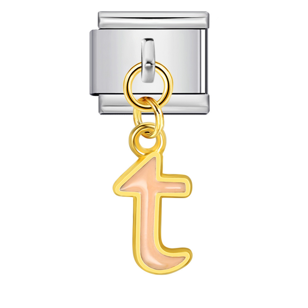 Silver base with colorful dripping lettering, Italian modular bracelet, titanium steel welded hook, fashionable and simple bracelet accessory.