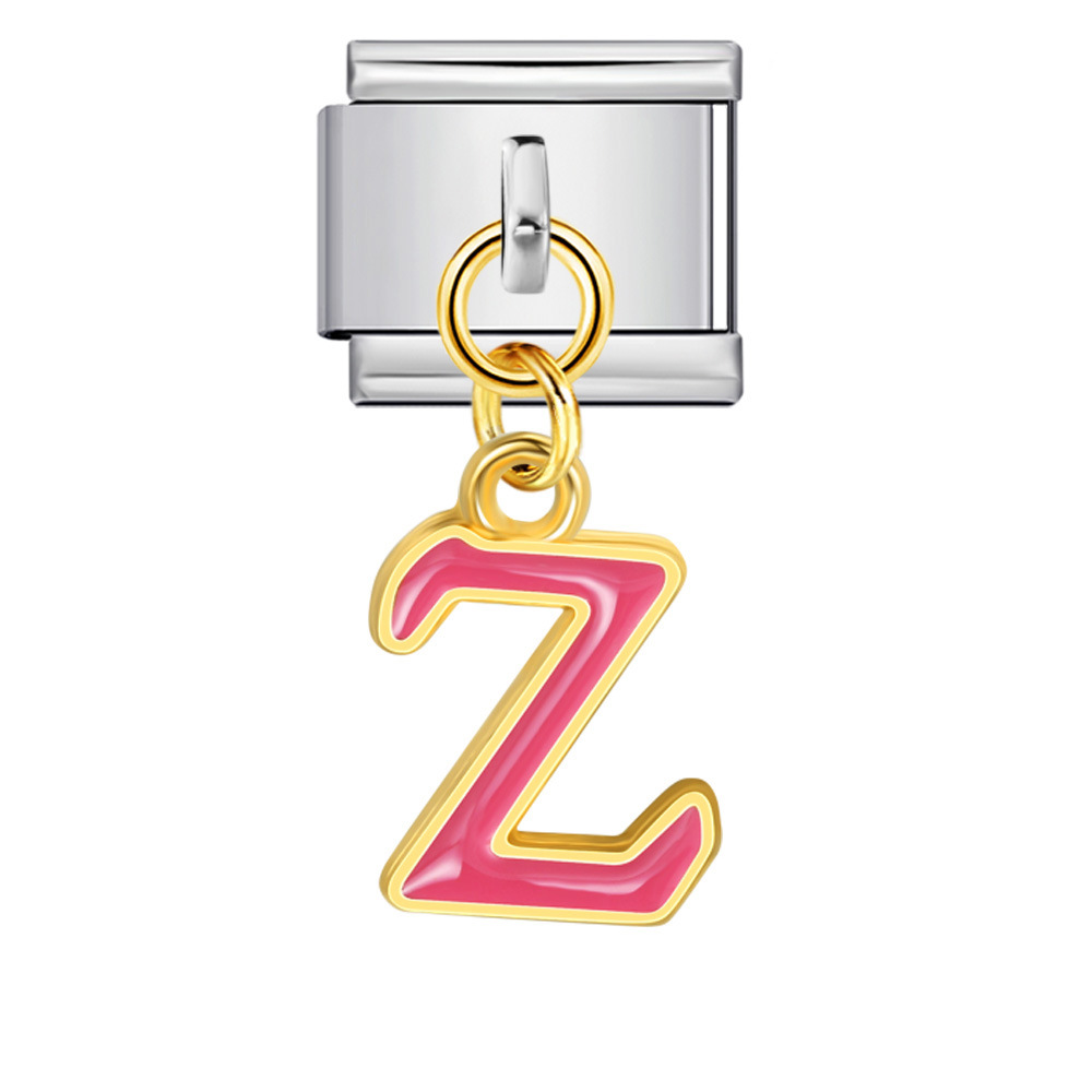 Silver base with colorful dripping lettering, Italian modular bracelet, titanium steel welded hook, fashionable and simple bracelet accessory.