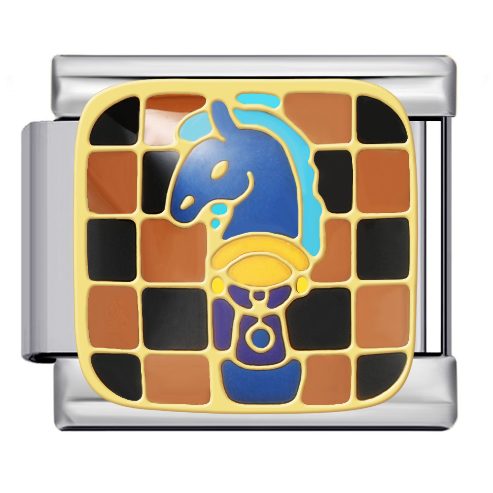Cross-border best-selling Italian chess modular bracelet, titanium steel welded gold-plated oil-sprinkled DIY splicing bracelet.