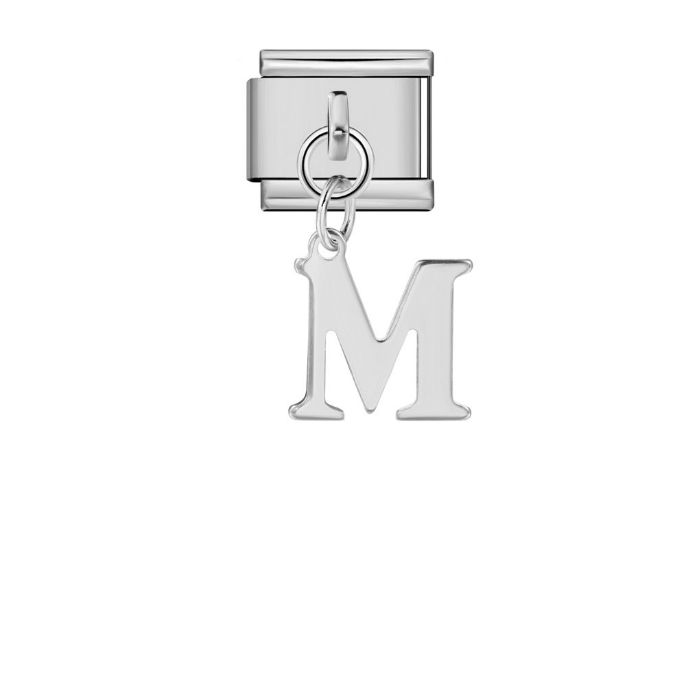 Silver minimalist letter Italian modular bracelet titanium steel handmade DIY hook elastic splicing bracelet accessories