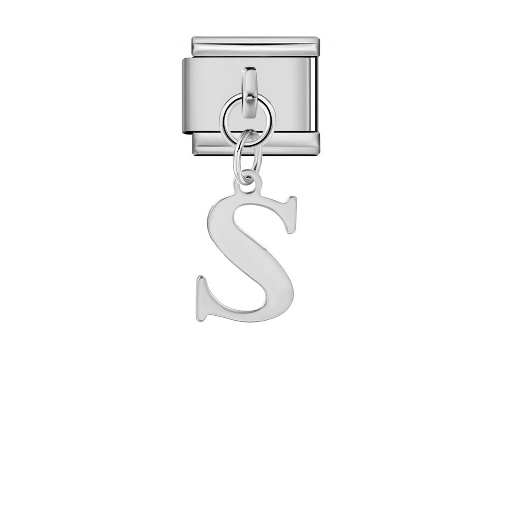 Silver minimalist letter Italian modular bracelet titanium steel handmade DIY hook elastic splicing bracelet accessories