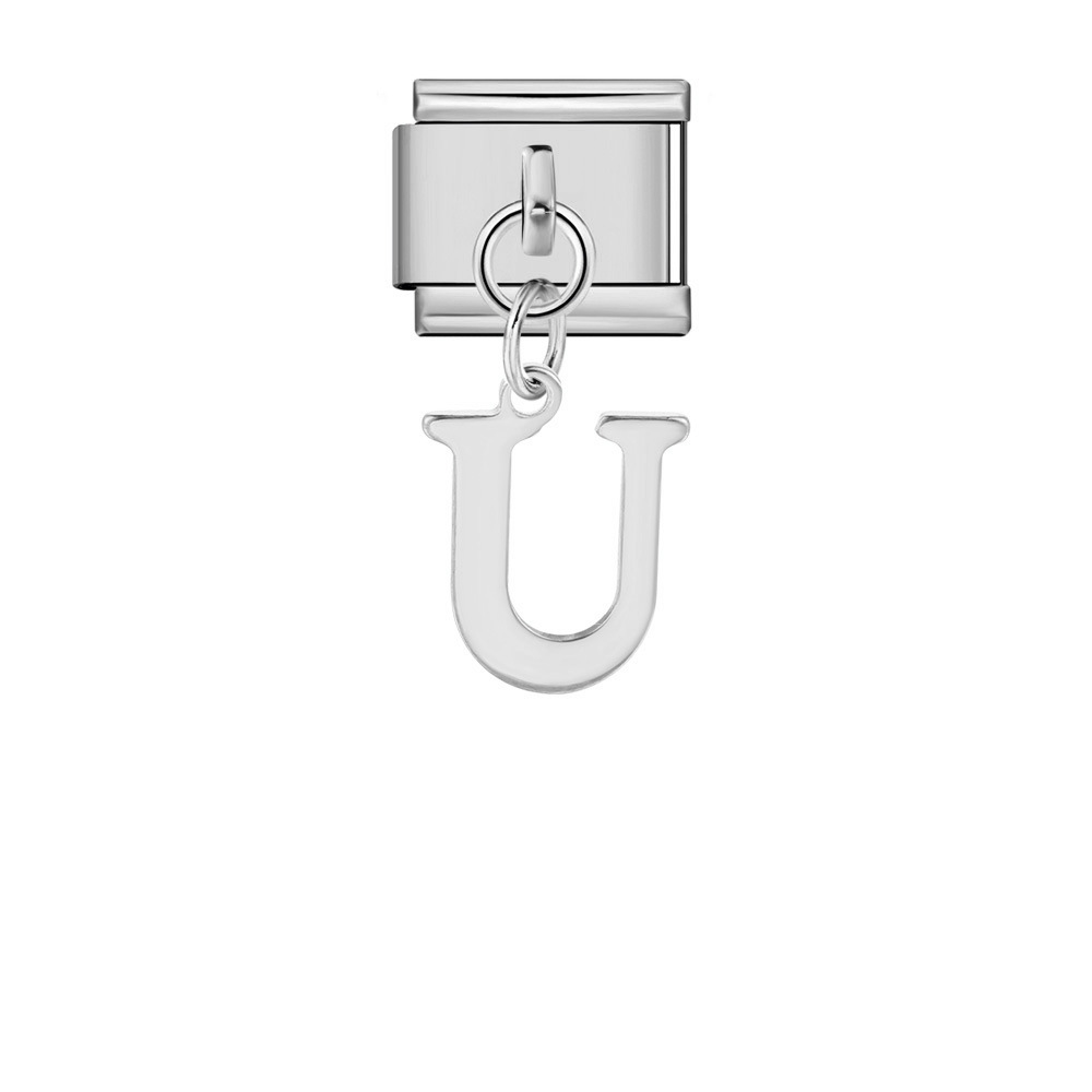 Silver minimalist letter Italian modular bracelet titanium steel handmade DIY hook elastic splicing bracelet accessories