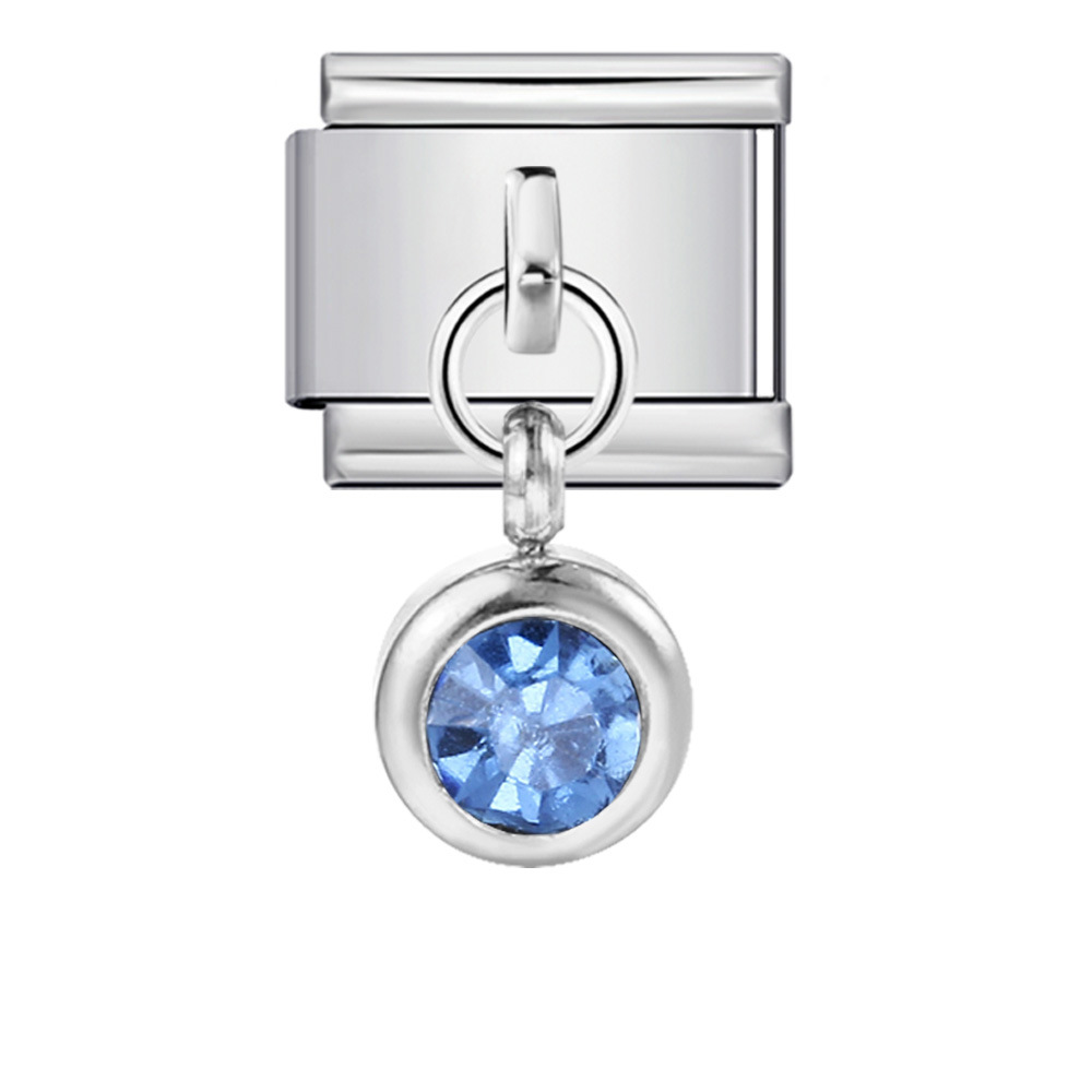 Colorful birthstone gold and silver base round pendant Italian modular bracelet with titanium steel hook, fashionable and versatile bangle.