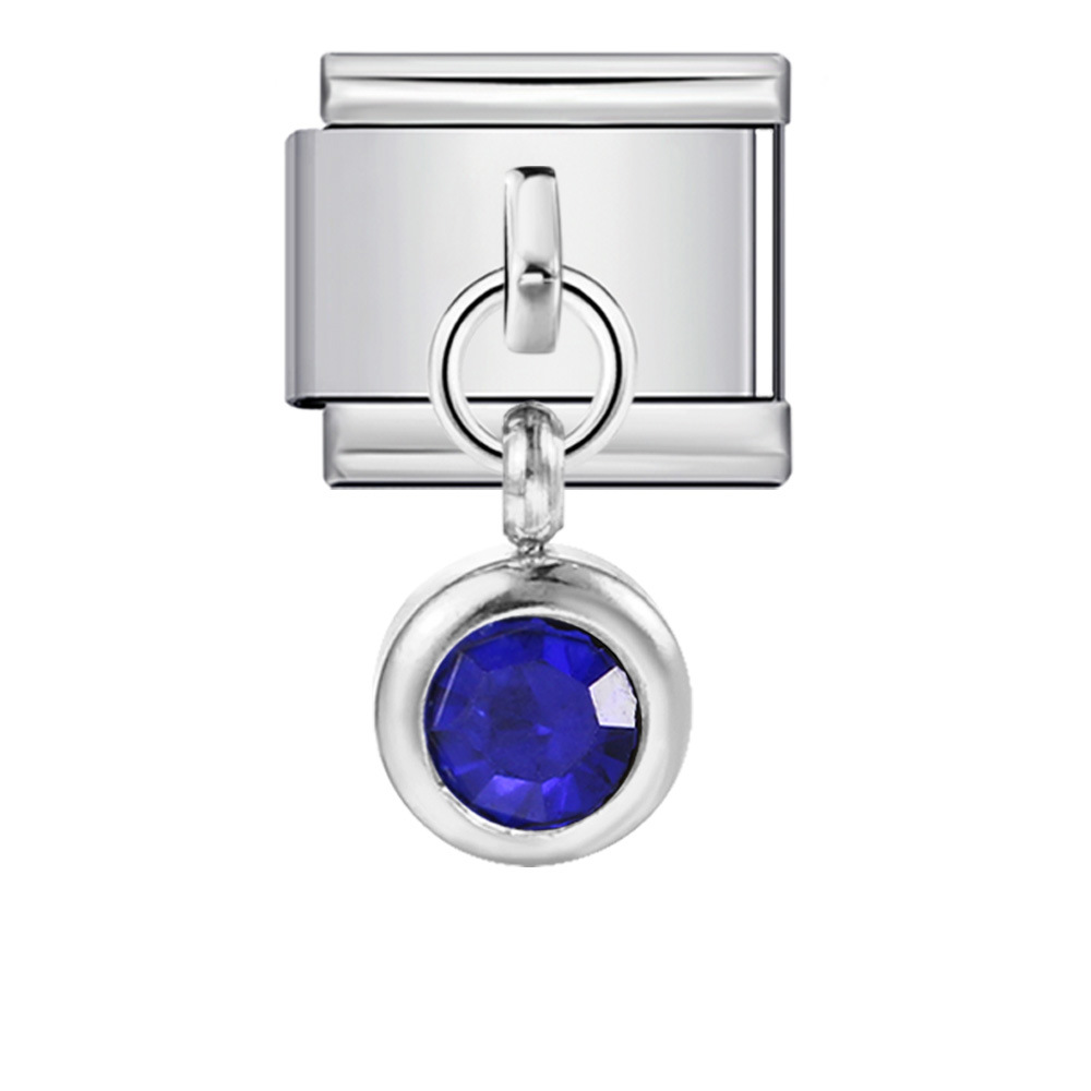 Colorful birthstone gold and silver base round pendant Italian modular bracelet with titanium steel hook, fashionable and versatile bangle.